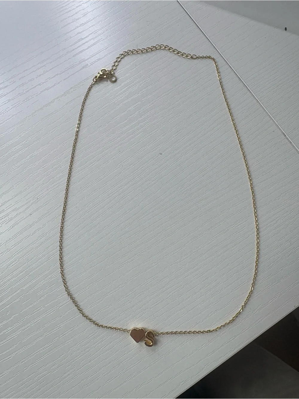 Gold Initial 'S' Heart Necklace